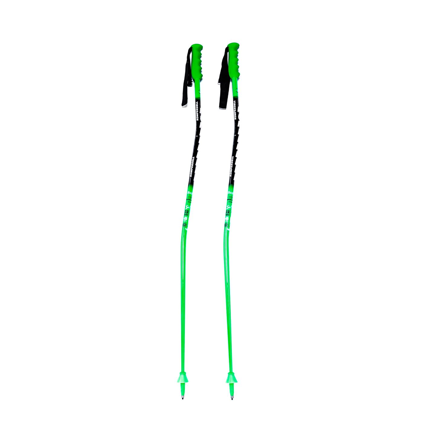 Pair of green ski poles isolated on pure white